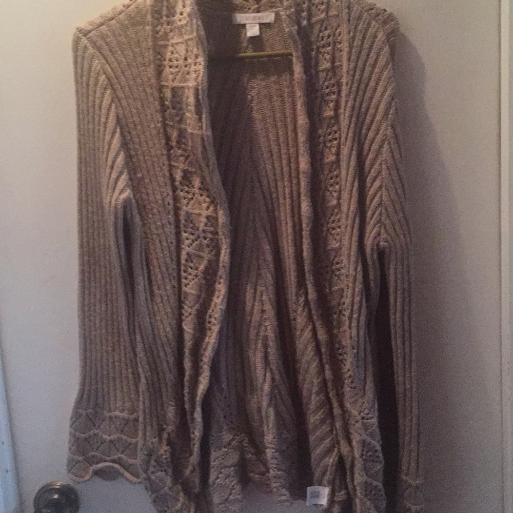 Beige Open Front Cardigan Size L